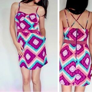 AEO American Eagle Outfitters Colorful Cross Back Mini Dress Size 0